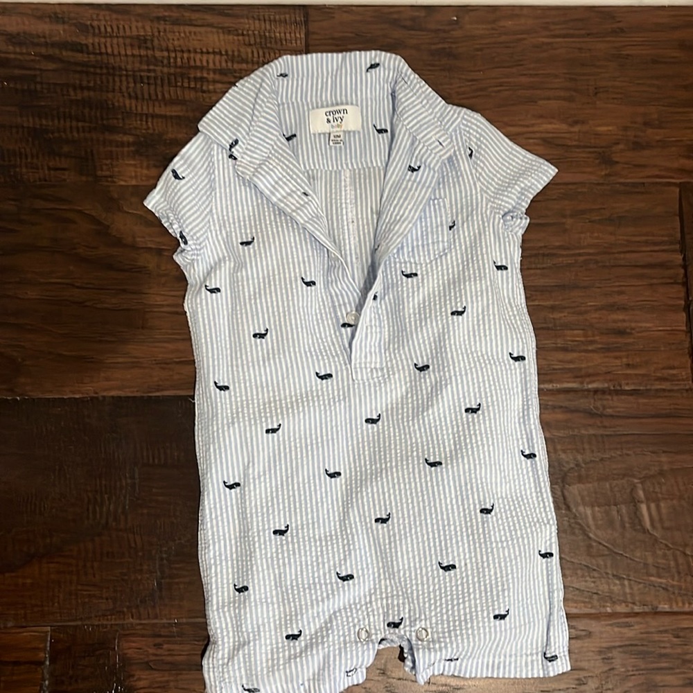 Baby boy 12 month seersucker romper
